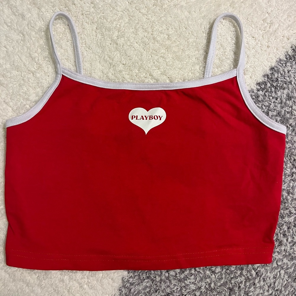 PACSUN Playboy Red Crop Tank Top
